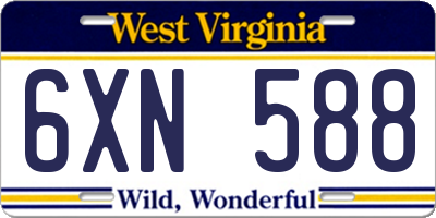 WV license plate 6XN588