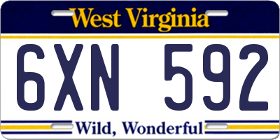 WV license plate 6XN592