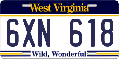 WV license plate 6XN618