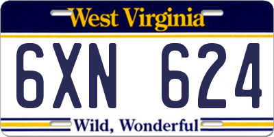 WV license plate 6XN624