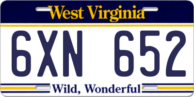 WV license plate 6XN652