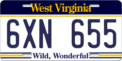 WV license plate 6XN655