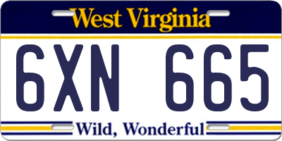 WV license plate 6XN665
