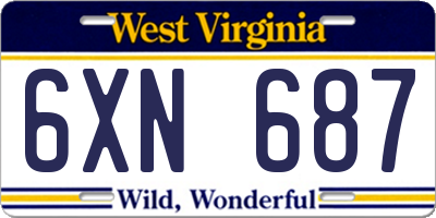 WV license plate 6XN687
