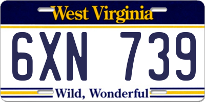 WV license plate 6XN739