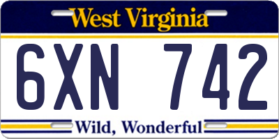 WV license plate 6XN742