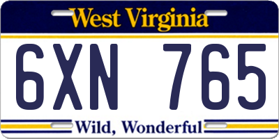 WV license plate 6XN765