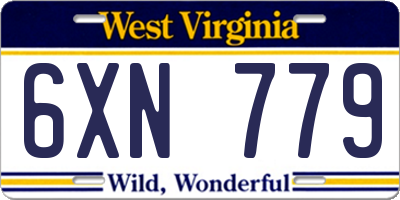 WV license plate 6XN779