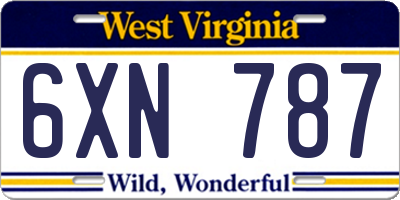 WV license plate 6XN787