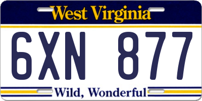 WV license plate 6XN877