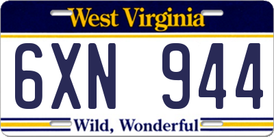 WV license plate 6XN944