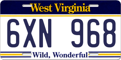WV license plate 6XN968
