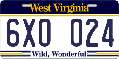 WV license plate 6XO024