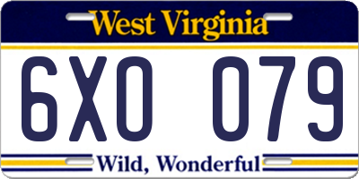 WV license plate 6XO079