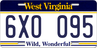 WV license plate 6XO095