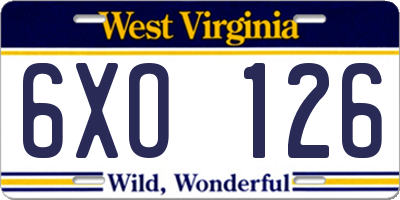 WV license plate 6XO126