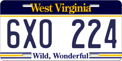 WV license plate 6XO224