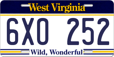 WV license plate 6XO252