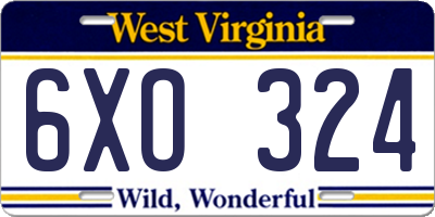 WV license plate 6XO324