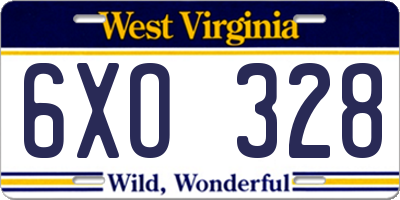 WV license plate 6XO328