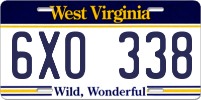 WV license plate 6XO338