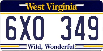 WV license plate 6XO349