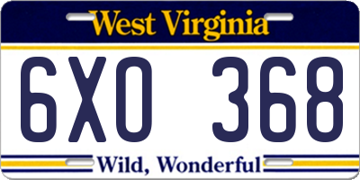 WV license plate 6XO368