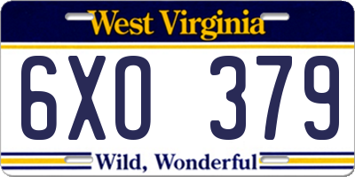 WV license plate 6XO379