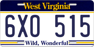 WV license plate 6XO515