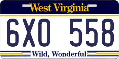 WV license plate 6XO558