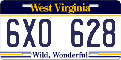 WV license plate 6XO628