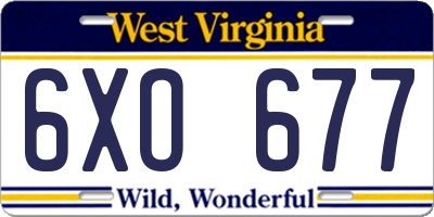 WV license plate 6XO677
