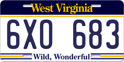 WV license plate 6XO683