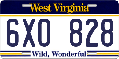 WV license plate 6XO828