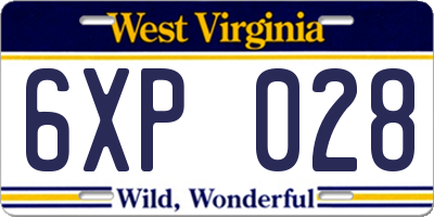 WV license plate 6XP028
