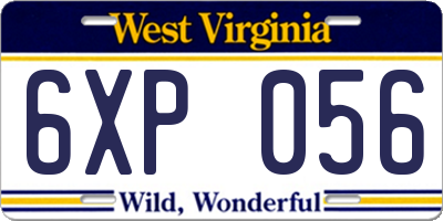 WV license plate 6XP056