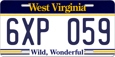 WV license plate 6XP059