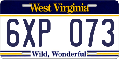 WV license plate 6XP073