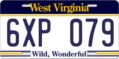WV license plate 6XP079