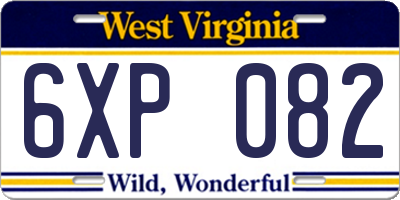 WV license plate 6XP082