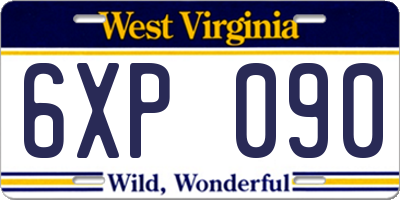 WV license plate 6XP090
