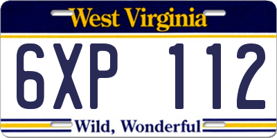 WV license plate 6XP112