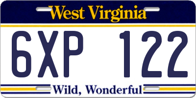 WV license plate 6XP122
