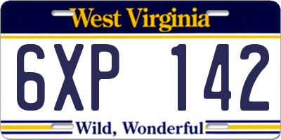 WV license plate 6XP142