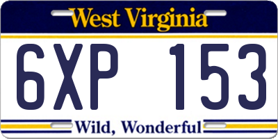 WV license plate 6XP153