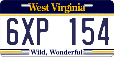 WV license plate 6XP154