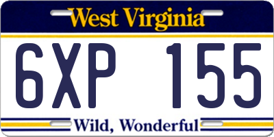 WV license plate 6XP155