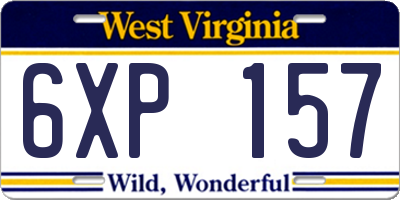 WV license plate 6XP157
