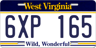 WV license plate 6XP165