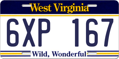 WV license plate 6XP167